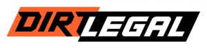 This image displays the Dirt Legal logo featuring bold stylized text with "DIRT" in orange and "LEGAL" in white set against a black background conveying a strong and dynamic brand identity.